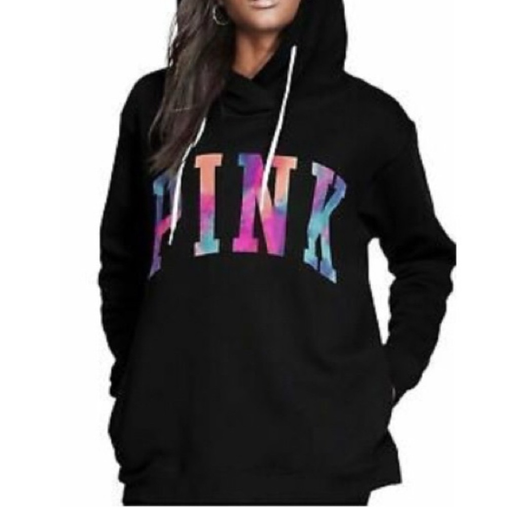 PINK Bright Tie dye label hoodie - size medium